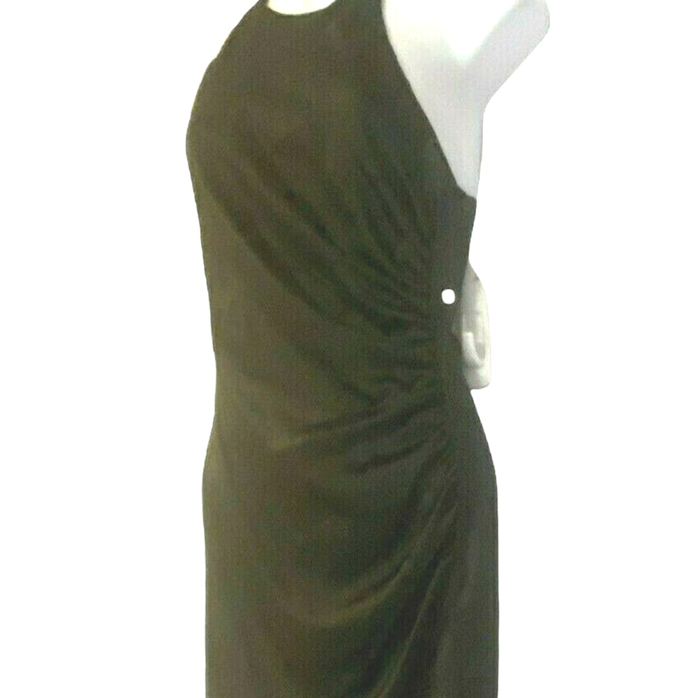 Laundry Shelli Segal Satin Slitted Evening Gown Black Formal Maxi Slip Dress - Picture 7 of 10